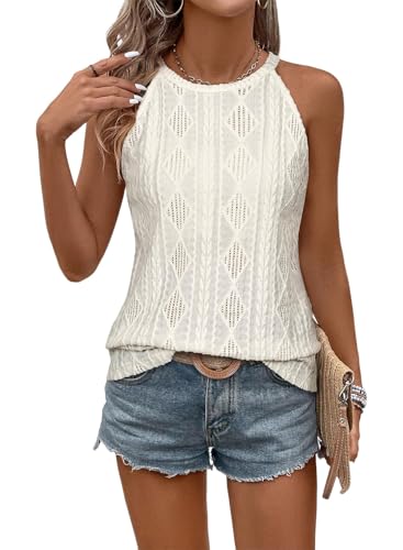 BLENCOT Casual Embroidered Eyelet Crochet Knit...