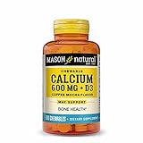 Mason Natural Calcium 600 mg with Vitamin D3 - Supports Healthy Bones, Strengthens Muscle Function, Coffee Mocha Flavor, 100 Chewables