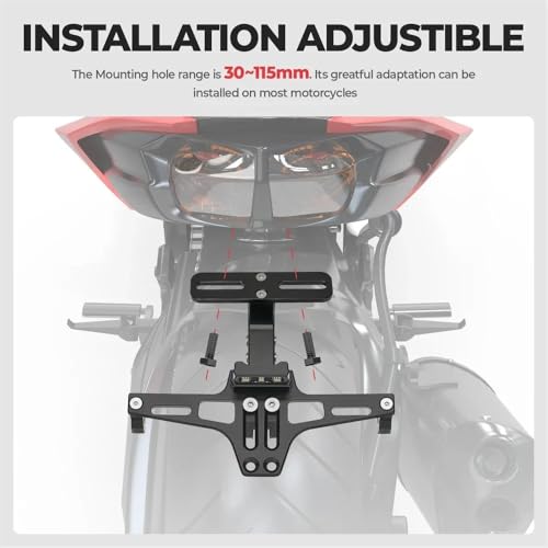 Support plaque moto universel éliminateur de bavette arrière noire - 6