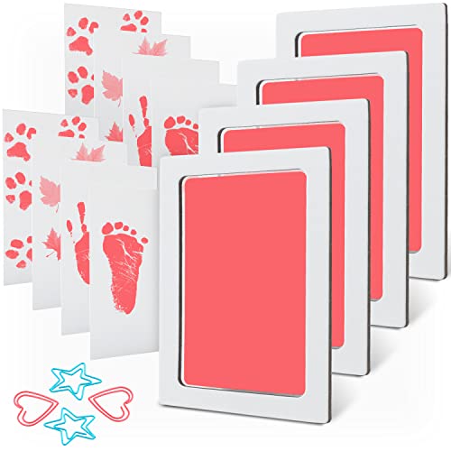 Image of MengNi Baby Footprint Handprint Pet Paw Print Kit Large Size with 4 Ink Pads and 8 Imprint Cards