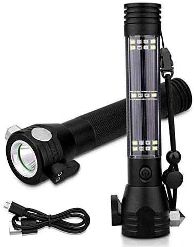 Upsham LED Solar Emergency Light Lantern + USB Mobile Charging+Torch Point Travel Camping Lantern- Black Set of 1, Plastic