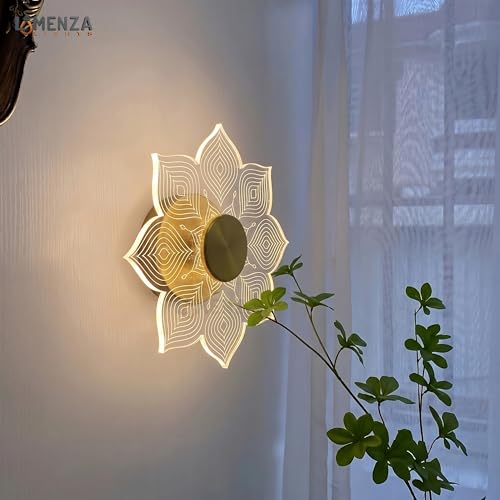 Image of Luxury Flower Wall Light Design 3-in-1 LED Wall Lamp | Fancy Lights for Living Room, Bedroom Wall Decor, Home Decoration Items & Hallway (Golden Finish, Pack of 2)