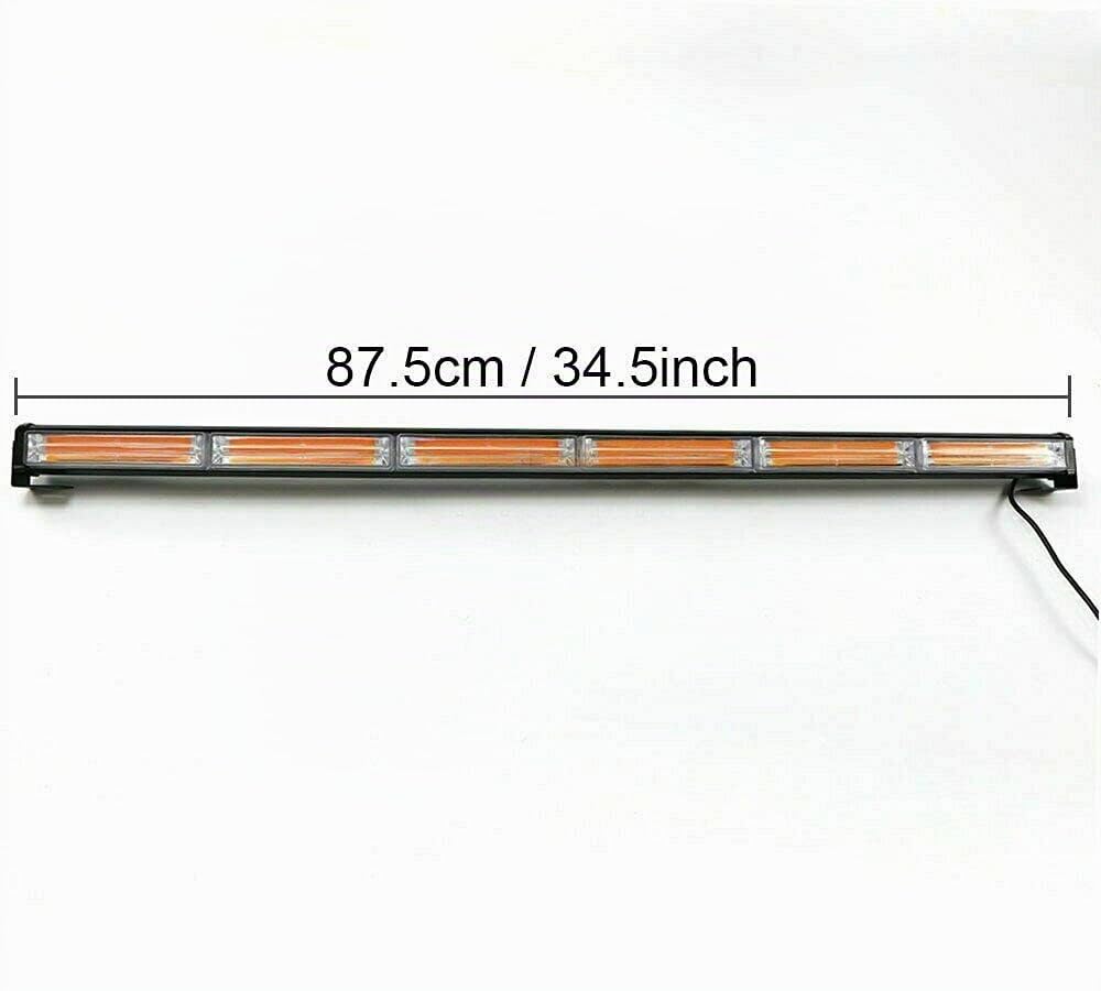 J/J Barre Lumineuse Stroboscopique LED Orange 12V 24V 108W 90cm 9 Modes de Flash Feu Clignotant de Sécurité Pour Véhicules d'Urgence, de Réparation, d'Escorte