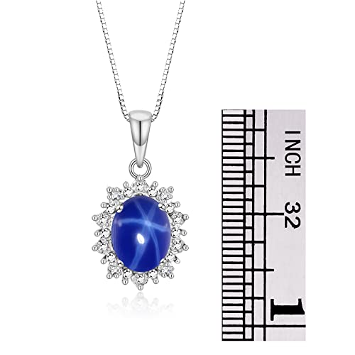 RYLOS Princess Diana Inspired Necklace: Gemstone & Diamond Sterling Silver Pendant, 18 Chain, 9X7MM Birthstone, Women's Jewelry3