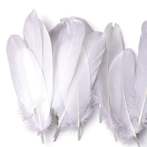 Tourima Bastelfedern Weiß 50PCS Ca. 16 cm Große Weiße Federn Zum Basteln Bastelfedern Weiß Für Traumfänger Basteln Adventskranz Deko Weiß Engelshaar Zum Basteln Feder Deko Feathers DIY