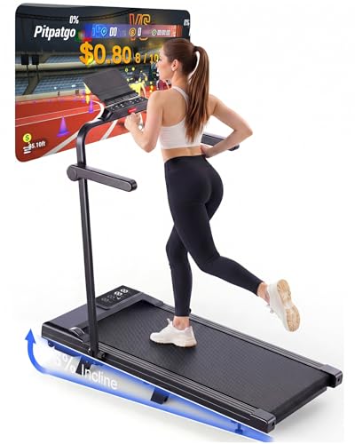 Superun Walking Pad Raceable 6% Incline 2.5HP Under Desk Treadmill 136KG Capacity 6/ 12KM/H Foldable Treadmill with HIIT & MIIT Programs APP Control Portable Walking Machine for Home