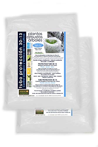 Espacio Vegetal. Malla ANTIHELADA. Pack 2 und. Tubular 13 m2 de 2,5 x 5 m con diámetro de 0,8 m. Gramaje 30gr/m2. Protege de Bajas temperaturas Plantas y arbustos Cover