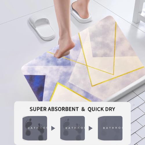 Image of (Pack of 2 Premium Silicon Floor Mat, Bath Mat, Doormat, Bathroom Carpet, Cushion Mat I Super Absorbent (40x60cm) Soft Carpet, Quick Dry Dirt Barrier for Home and Office (Blue Square Mat)