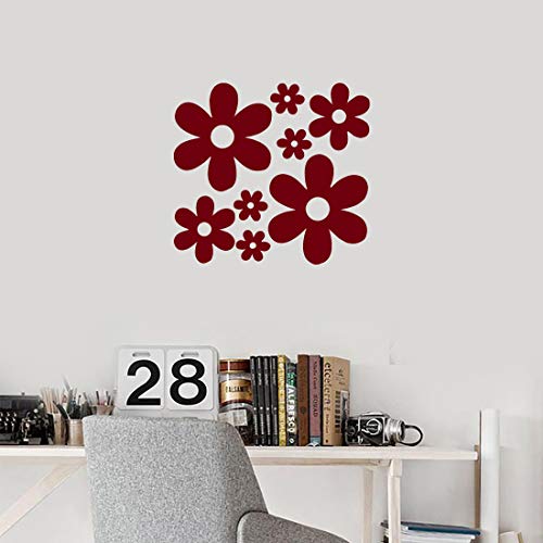 Image of Groovy Daisy Flower (Burgundy) (Set of 2) Premium Waterproof Vinyl Decal Stickers for Laptop Phone Accessory Helmet Car Window Bumper Mug Tuber Cup Door Wall Decoration