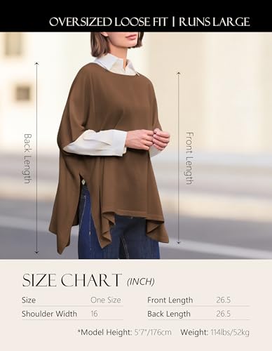 Image of PULI Women's Pullover Poncho Sweater Oversized Knit Layering Top Travel | Sleeveless and Layers Over Any Shirt At Home or Work