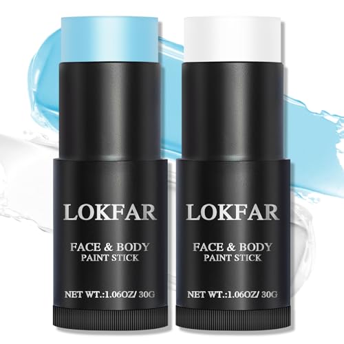 LOKFAR Light Blue and White Face Body Paint Stick, White