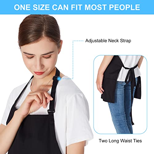 Jubatus 2 Pack 3 Pockets 100% Cotton Adjustable Bib Apron Chef Kitchen Cooking Aprons For Women Men thumb #4