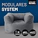 Lumaland Sitzsack-Lounge Modular Sessel | Einfach erweiterbares & leichtes Sofa | Waschbare & Wasserfeste Sitzmöbel für Innenräume & Garten | Indoor & Outdoor Sitz-Garnitur | 96x72x70 cm [Grau]