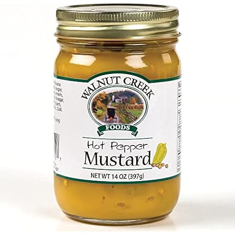Walnut Creek Foods Hot Pepper Mustard, Two 14 ounce Glass Jars Cover