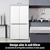 LG GMM41MSBEM Frigorifero 4 porte Slim, Classe E, 474L, Total No Frost con Multi Air Flow, Cassetto Zero Gradi Convertibile Fresh Switch, Ripiani in vetro temperato, Illuminazione LED, Silver