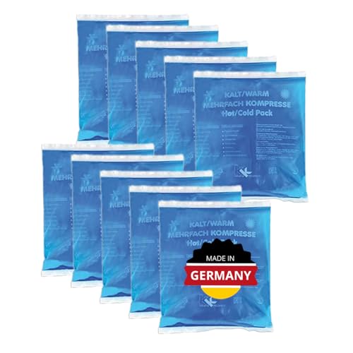 KK Kalt-Warm Kompresse 13 × 14cm – 10er-Pack Wiederverwendbare Therapie-Kompressen für Kälte- & Wärmeanwendungen bei Prellungen, Verstauchungen, Gelenk- & Zahnschmerzen, Rücken, Schulter