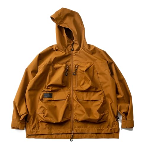 LIXINGHEITANG Men European Spring Waterproof Wind- Hiking Jacket Riding Trekking Hooded Coat