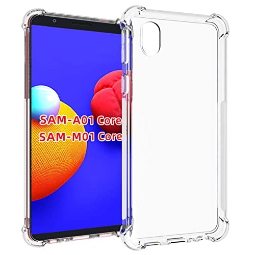 HUANGTAOLI Case Compatible with Samsung Galaxy A01 Core, Slim Soft TPU Shockproof Anti-Scratch Phone Case Cover with Reinforced Corner Bumper Transparent