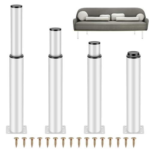 YITYDaMai 4 Piezas de Pies de Muebles Ajustables, Pies de Muebles de Metal Blanco, Patas de Muebles de Altura Regulable 0-170 mm, Pies de Cocina, Pies para Cama, Pies para Armario