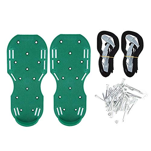 Galvanised Iron Garden Aerator Shoes Grassplot Spike Sandals Floor Ventilation (Green)