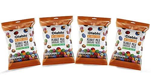 Diablo Milk Chocolate Peanuts - No Added Sugar, Sweetened with Stevia - Individually Packed Bags, Chocolate Covered Nuts Hamper Basket Available for Gifting - Peanut Milk Chocolates - 40 g Pack of 4