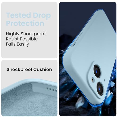 Image of FireNova Designed for iPhone 14 Case, Silicone Upgraded [Camera Protection] Phone Case, Soft Anti-Scratch Microfiber Lining Inside, 6.1 inch, Sky Blue