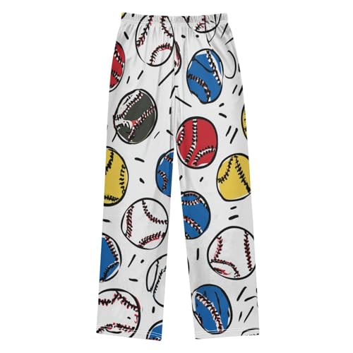 ZZXXB Funny Baseball Boys Long Pants Soft Trousers Elastic Waist Kids Lounge Bottoms with Pockets S-XL2