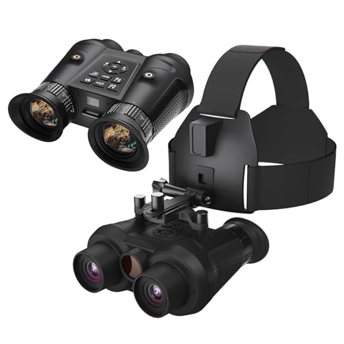 HMWOKPOT Digital Infrared Night Vision Binoculars for Adults, Head-Mounted Night Vision Goggles 6X Digital Zoom - f/1.2 Large Aperture