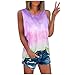 Produktbild KIMODO Damen Blusen Elegante Tie-Dye Oberteile Kurzarm V-Ausschnitt Tops Patchwork Rundhalsausschnitt Lässige T-Shirts Hemd Langarm Shirt S-5XL (Lila-B, S)