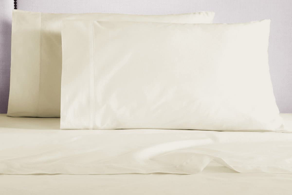 Fundas de almohada 100 % de percal de algodón, paquete de 6 fundas de almohada, fundas de almohada suaves y transpirables, tela ligera, tejido suave y aireado, para ella o él (marfil Queen/estándar 20