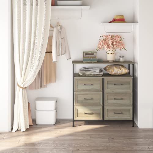 Hoseoka Upgrade 6 Drawer Dresser For Bedroom, Rustic Wood Dresser With Shelves, Closet Storage Dresser, Chest Of Drawers, Woden Clothes Dresser Organizers #TOP6