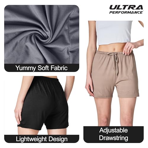 Image of Ultra Performance 3 Pack Womens Boxer Shorts Soft Pajama Sleep Lounge Short | 95% polyester, 5% spandex; moisture-wicking; ideal for sleeping, lounging, casual wear, pajama pj shorts, Yummy shorts women
