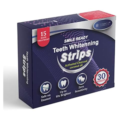 Teeth Whitening Strips - Non-Sensitive Formula - 15 Whitening Sessions - Safe for Enamel 30 Peroxide Free Whitening Strips - Teeth Whitener by Douboo Cover