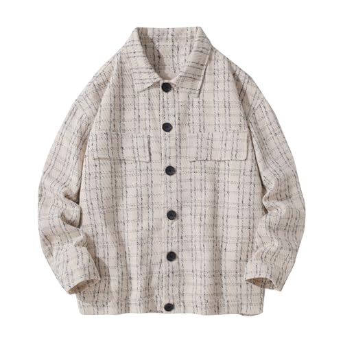 Sinzelimin Men's Hipster Shirts Coat Fashion Button Down Lapel Long Sleeve Blouse Tops Big Tall Boys Casual Outwear & Jackets