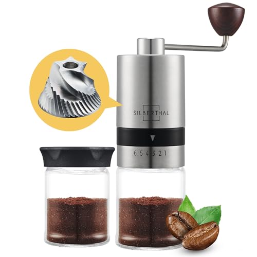 SILBERTHAL Moulin A Café Manuel - Acier INOX - 6 Niveaux Réglables - Broyeur Portable Grains De...