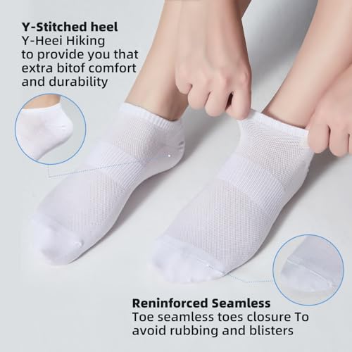 Image of Ankle Socks Women - 6 /12Pairs Men Low Cut No Show Athletics Socks | White Thin Summer Short Low Rise Liner Sport Running Workout Sneaker Lightweight Yogs Pilates Golf Footies Socks Non Slip