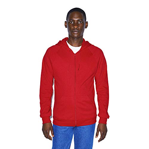 American Apparel mens American Apparel Men's California Fleece Long Sleeve Cotton Zip Hoodie Hooded Sweatshirt, Red, XX-Large US