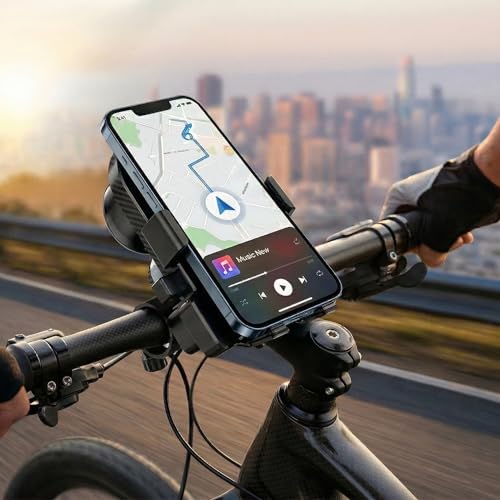 Irishom Altavoz Bluetooth Multifuncional de 120 dB con Soporte para teléfono móvil para Bicicleta de montaña y Carretera, Altavoz BT con Soporte para teléfono