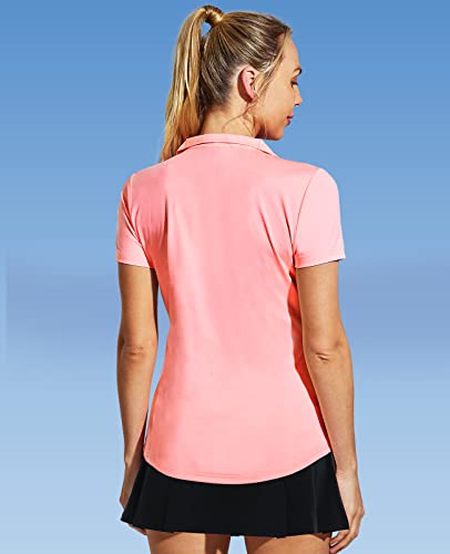 Image of MIER Women's Golf Polo Shirts Collared V Neck Short Sleeve Tennis Shirt, Dry Fit, Moisture Wicking
