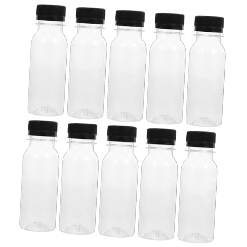 Mobestech 10pcs Clear Reusable Dispenser Bottles Lightweight Beverage Jars Caps for Juices Party Favors and Lunch Additions