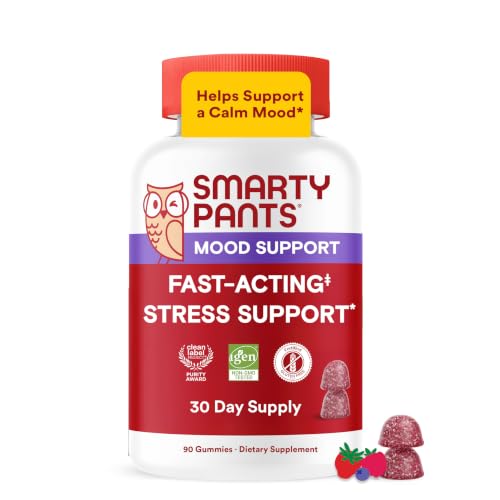 SmartyPants Adult Stress Support Gummies: Fast-Acting Calm & Mood Support with L-Theanine 200mg & Ashwagandha (Sensoril), Non-Drowsy, Mixed Berry Flavor, 60 Count (30 Day Supply) - image 1