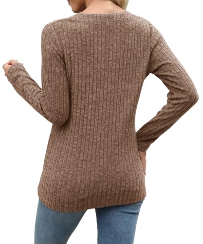 Image of XMTOPYE Sweaters for Women Fashion Long Sleeve Tops Pullover V Neck Casual Loose Sweatshirt