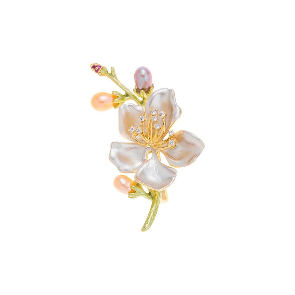 Broche fleur perle d'eau douce pour fixer un décolleté avec élégance - 5