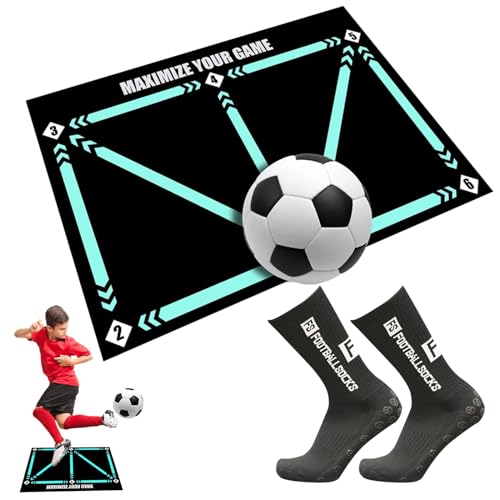 ALINUOYQ Fußball Matte Fußschritt Trainingsmatte, Ballkontrolle Fussballmatte rutschfeste Fußball...