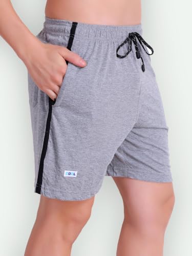Image of T.T. Cotton Blend Shorts for Men | Regular Fit | Elasticated & Zipper | 2 Sided Pockets & 1 Back Pocket | Solid | Above Knee Length Bermuda Short | Ideal for Casual Outings