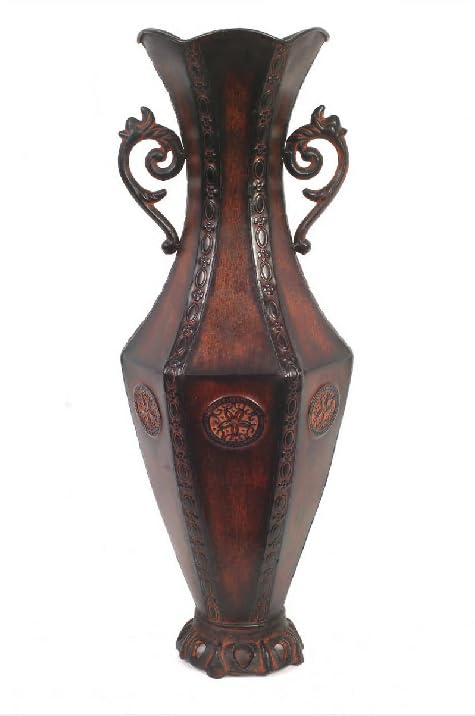 Hosley Decorative Embossed Metal Tall Floor Vase 24 Inch High. Ideal Gift for Weddings Party Spa Reiki Meditation Settings