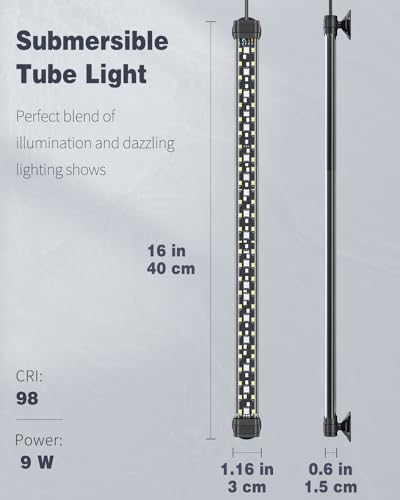 Pawfly 40 cm Aquarium LED Light 24/7 Fish Tank Light with Full Spectrum Brilliant White Blue Red Green Lights Multi-Colored LEDs with D/N Mode Single Color Effects Timer and Adjustable Brightness - Image 4
