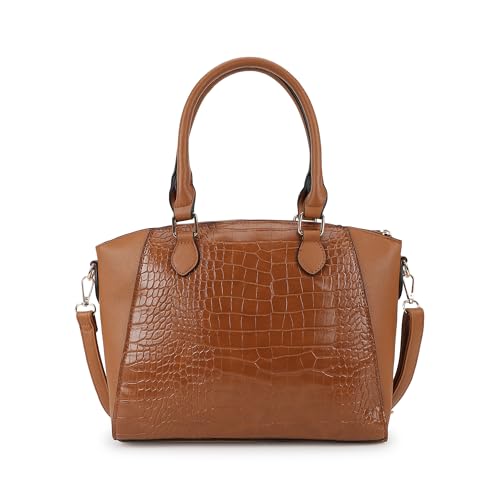 Image of Fastrack Croco Textured Structured Satchel with Detachable Sling Strap for Women, Girls and Ladies