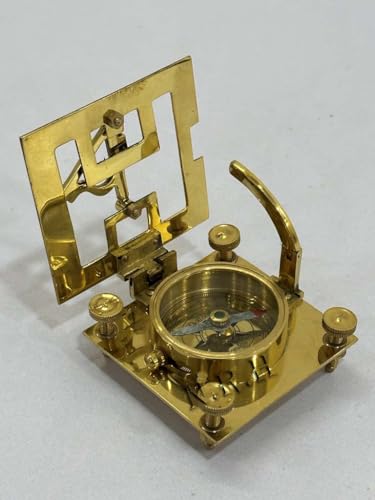 Sundial náutico cuadrado de latón macizo - Brújula artesanal para camping, caza y navegación ligera miniatura 5