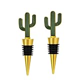 RICHCEE 2 Pack Cactus Wine Stoppers for Wine Bottles, Zinc Alloy Silicone Wine and Beverage Bottle Stopper,Silicone Reusable Wine Corks and Tinplate Box For Gifts(Cactus)